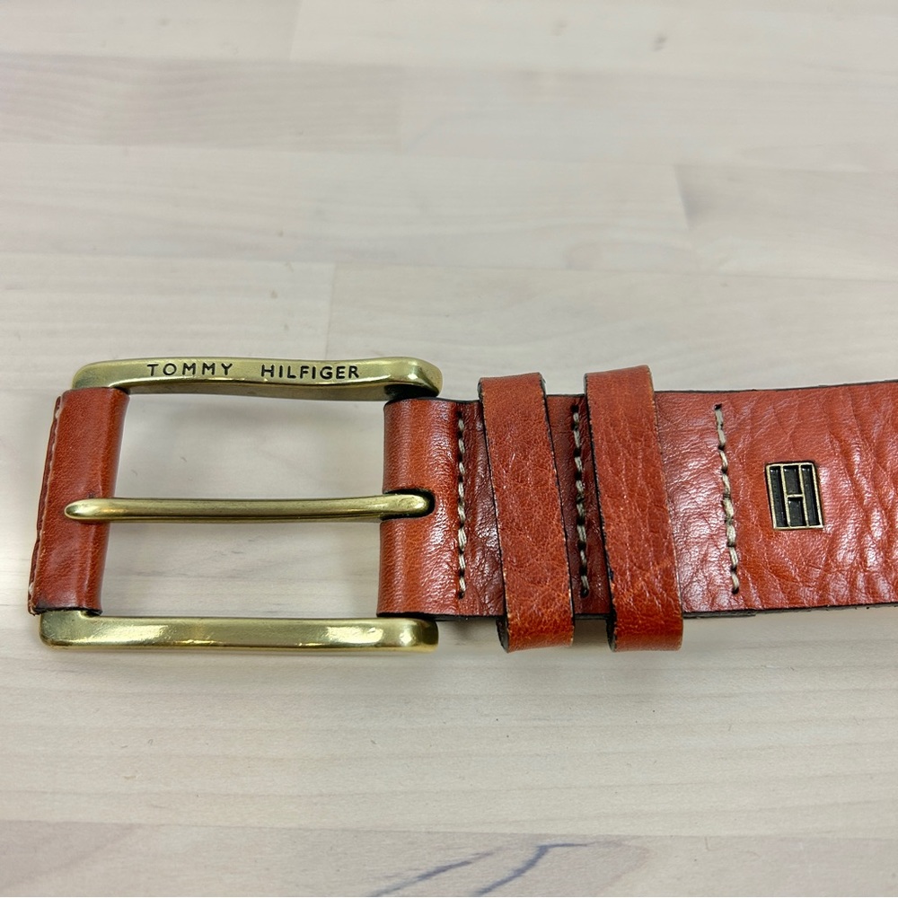TOMMY HILFIGER Genuine Leather Brown Belt Sz 34‎